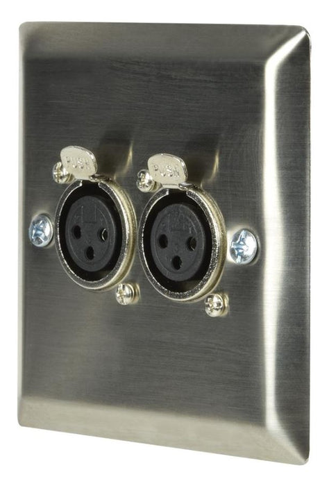 1 Gang Brushed Steel XLR Wallplate