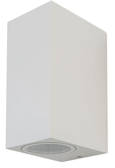 Square Up/Down Wall Light, White, GU10, IP44