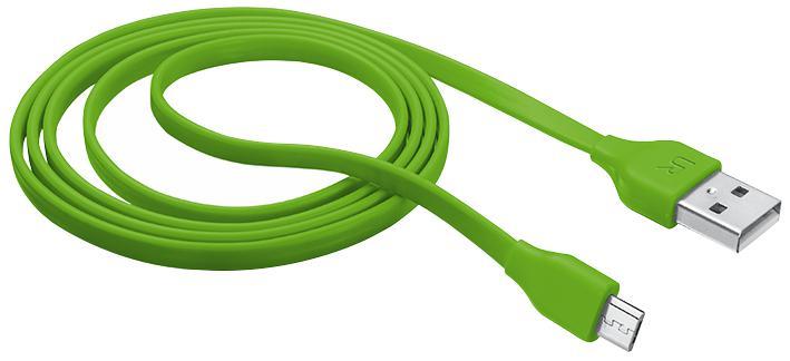 1m Lime Flat Micro USB Cable