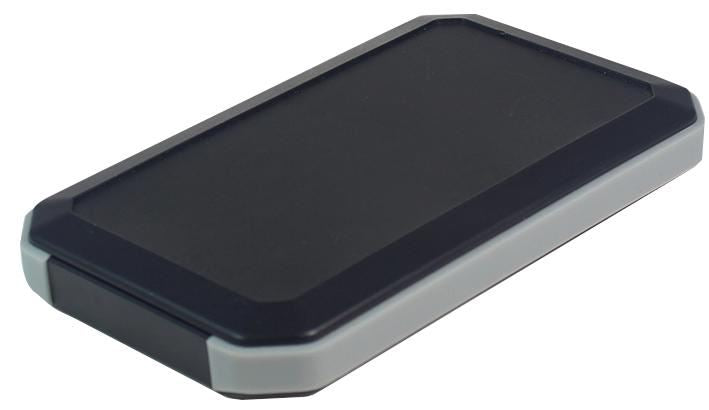 IP67 Black ABS Handheld Enclosure with Grey Rubber Corners - 146x88x20mm