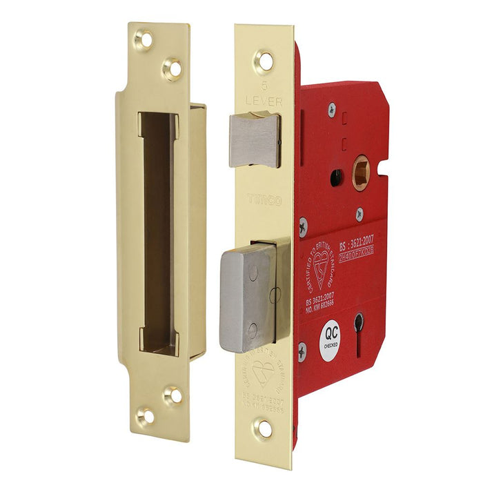 5 Lever British Standard Sashlock - Electro Brass (Size 78 case / 57 backset - 1 Each)