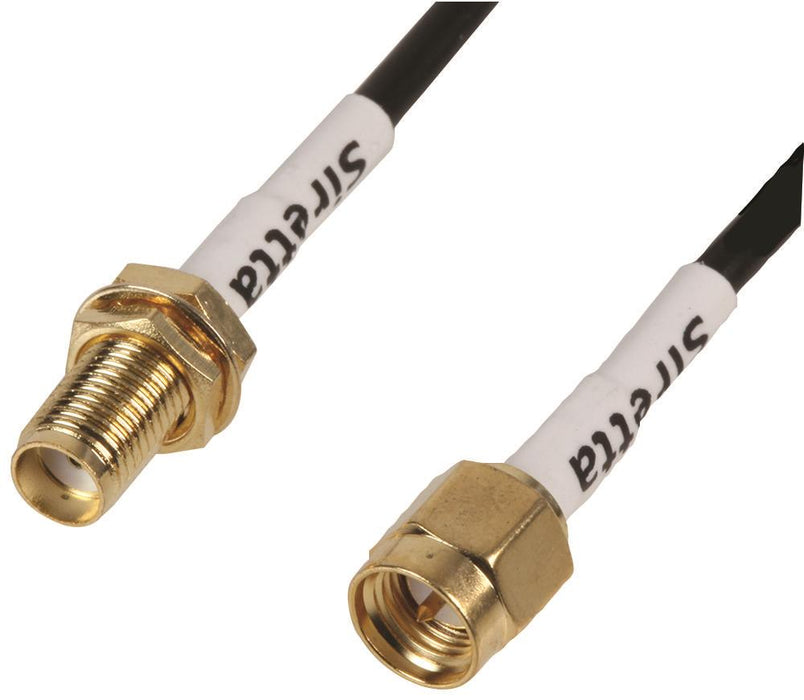 200mm SMA Plug To SMA Bulkhead Socket Lead, RG174 Cable