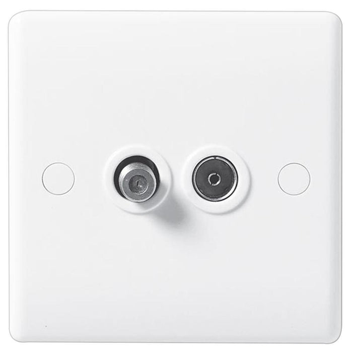 2 Gang Satellite + Coaxial Socket, White