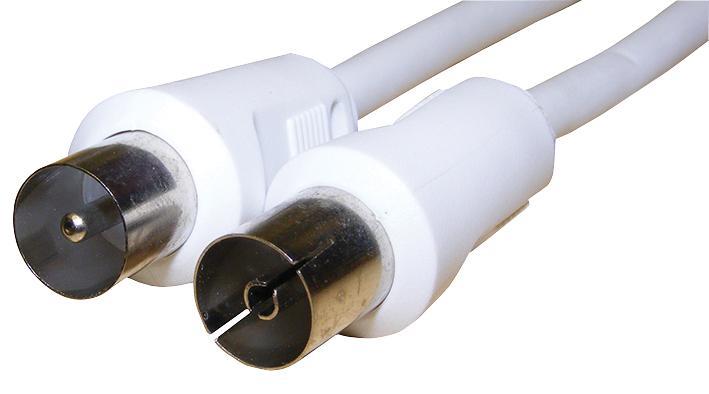 1.5m Fly Lead Coaxial Male to Female White