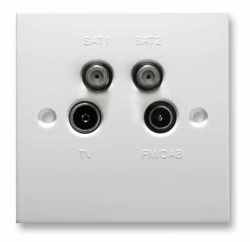 Quad SAT1 SAT2 TV FM DAB Wall Plate