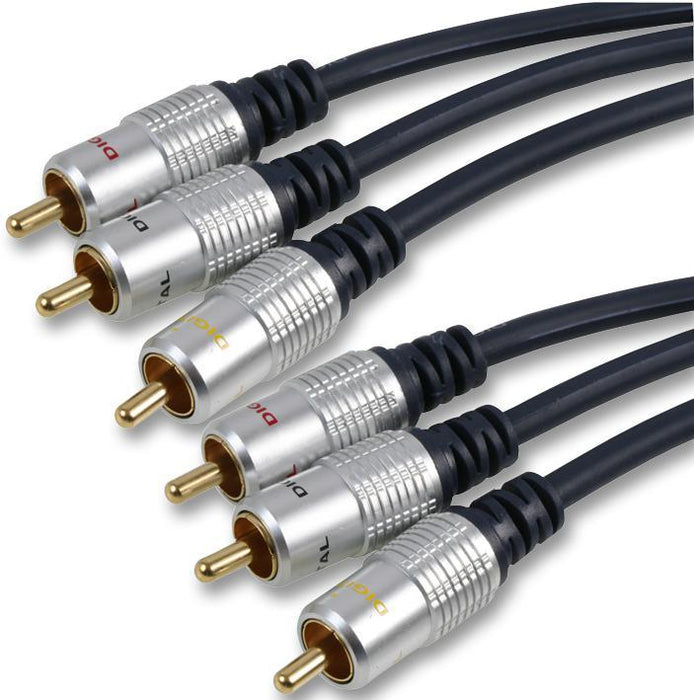 3x Phono (RCA) Male to 3x Male Lead