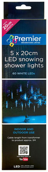 5x 20cm LED Snowing Shower Lights, White