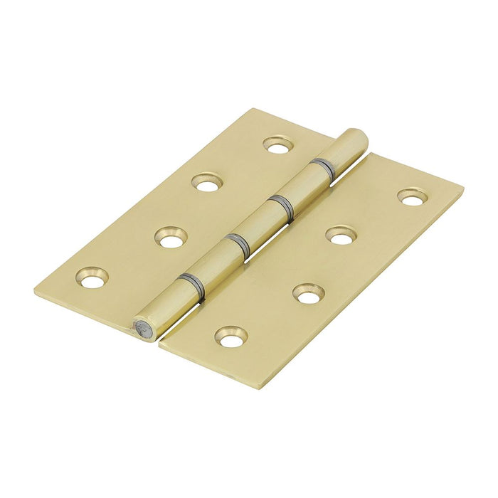 Double Steel Washered Hinges - Solid Brass - Polished Brass (Size 102 x 67 - 2 Pieces)