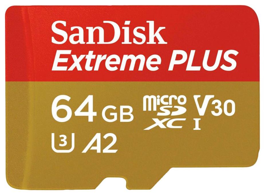 Extreme Plus MicroSDXC Class 10 U3 V30 A2 Memory Card, 64GB 170MB/s 90MB/s