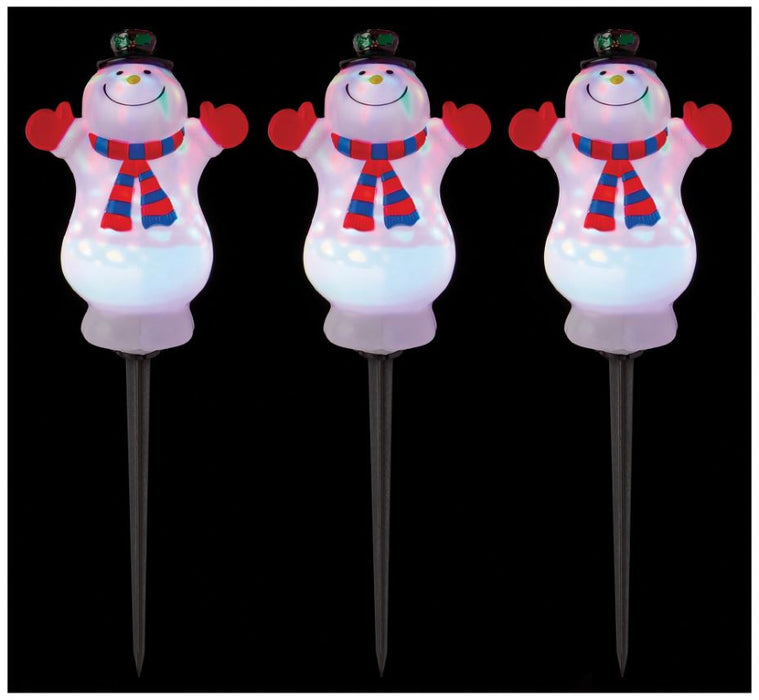 Premier - 48cm Snowman Path Light with Colour Changing LED, 3pc