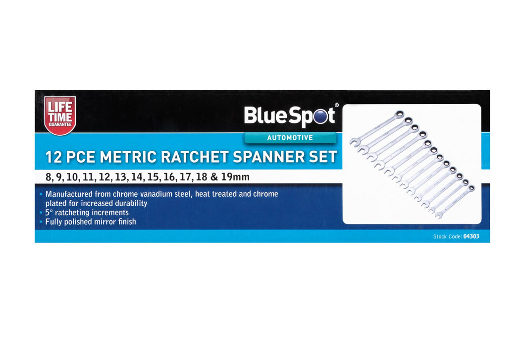 12 PCE Metric Ratchet Spanner Set (8-19mm)