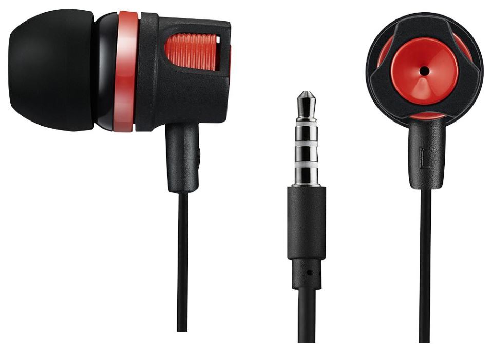 Stereo Earphones with Inline Microphone, Red