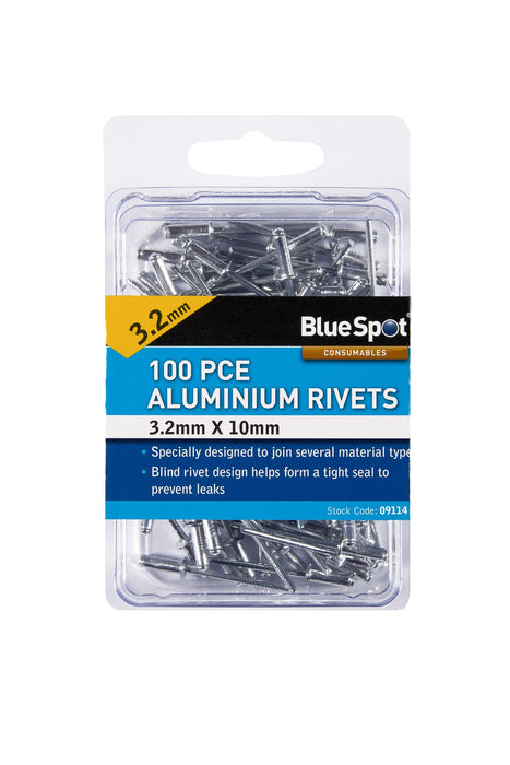 100 Pce 3.2mm X 10mm Aluminium Rivets