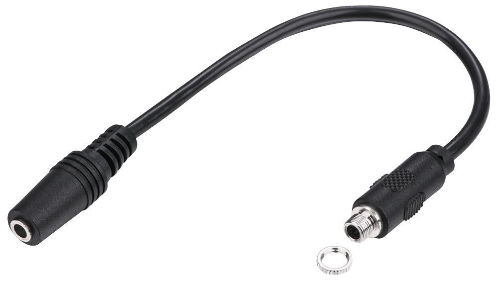 3.5mm Female to Female Panel Mount Adaptor Lead - Black