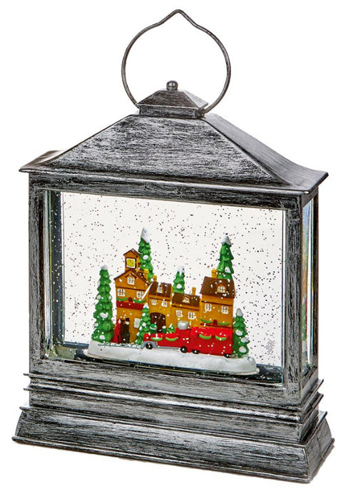 Raraion - Silver Christmas House Scene Water Spinner Lantern