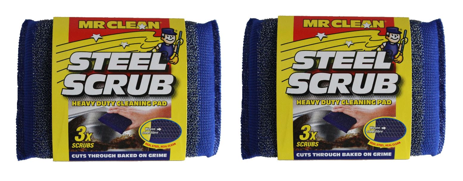 Steel Scrub - Heavy Duty Cleaning Scourer Pad (Pack of 12)