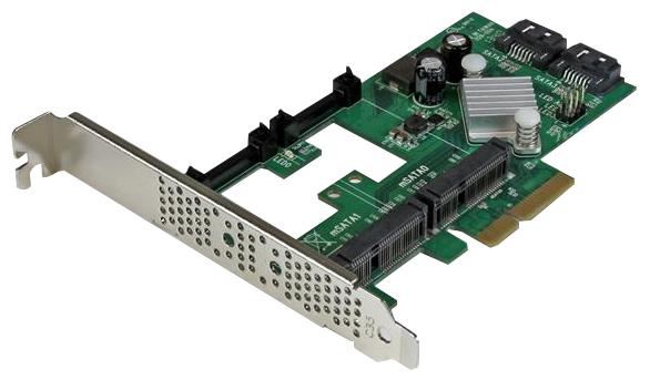 2-Port PCI-Ex 2.0 SATA 6GB/s RAID Controller Card with 2x mSATA Slots and HyperDuo SSD Tiering