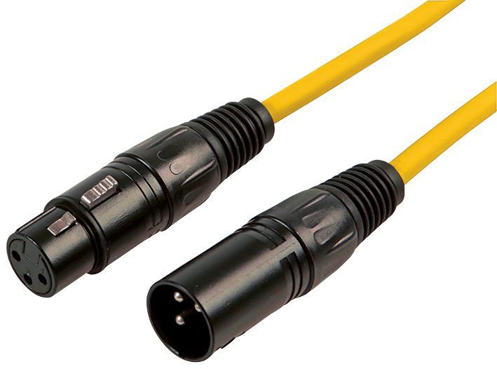 3 Pin XLR Male to Female Patch Lead, 1.5m Yellow