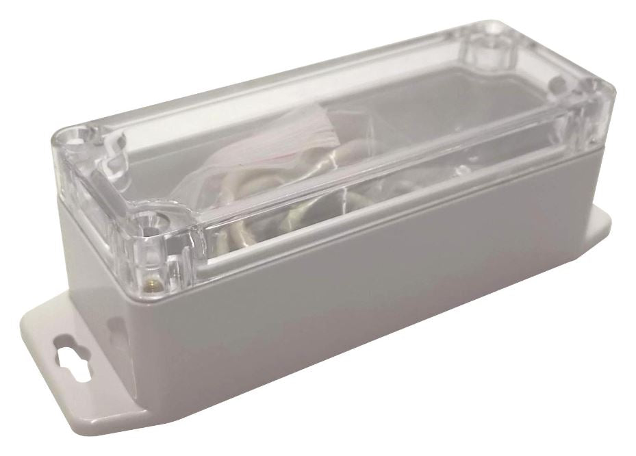 IP65 Polycarbonate Enclosure with Flanges, Clear Lid