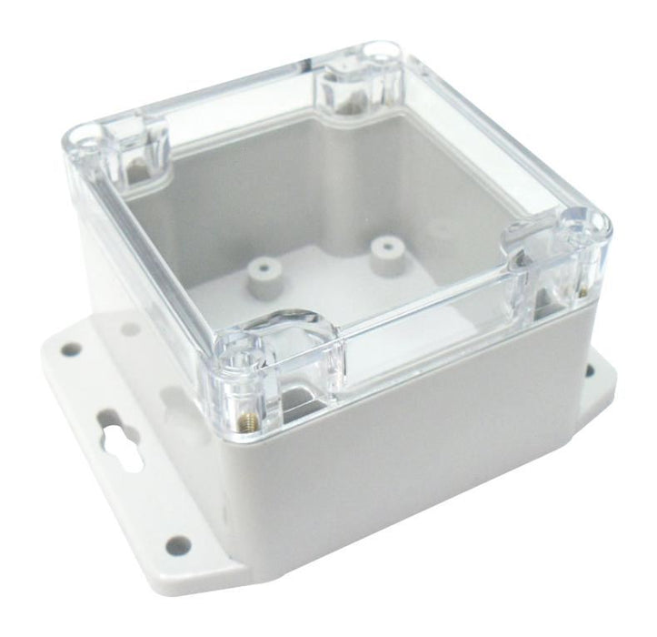 IP65 Polycarbonate Enclosure with Flanges, Clear Lid