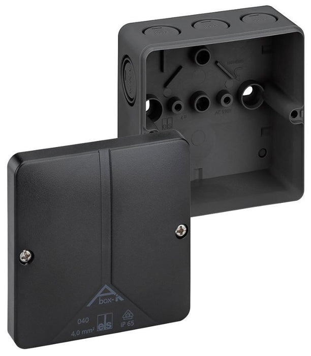 IP65 Black ABox Polycarbonate 8 Entry Junction Box Enclosure with Terminal Block - 94x94x56mm