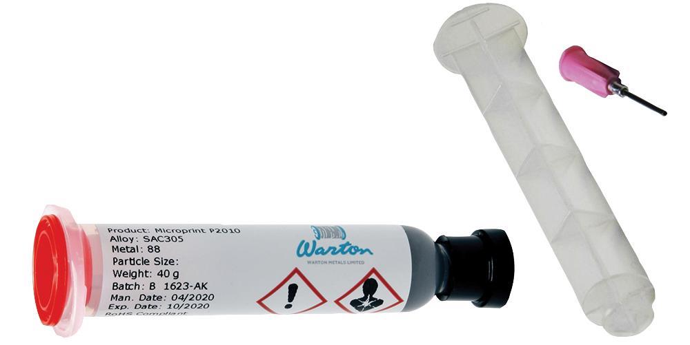 Microprint P2010 No Clean Lead Free Solder Paste 25-38um 40g Auto Syringe