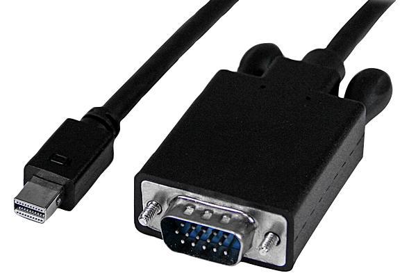 2m Black Mini DisplayPort to VGA Adaptor Lead