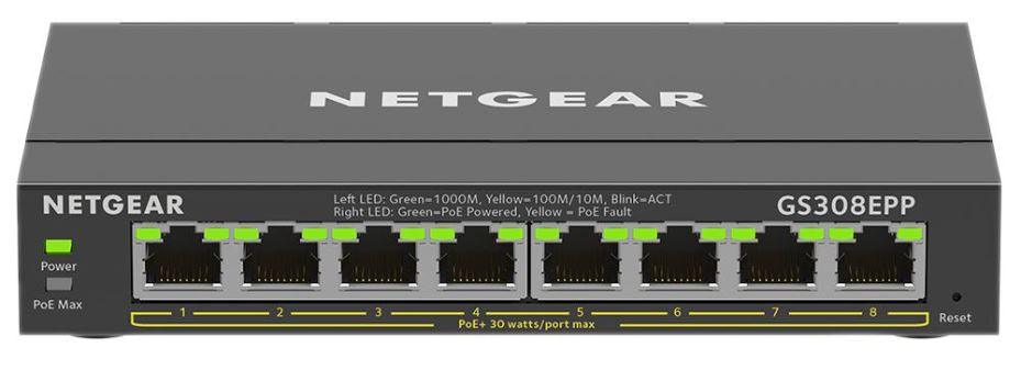 8 Port PoE+ Ethernet Plus Gigabit Managed Switch, 123W PoE Budget