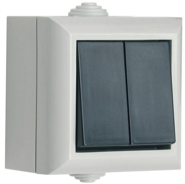 Outdoor 10A 2 Gang 1 Way Light Switch, IP54