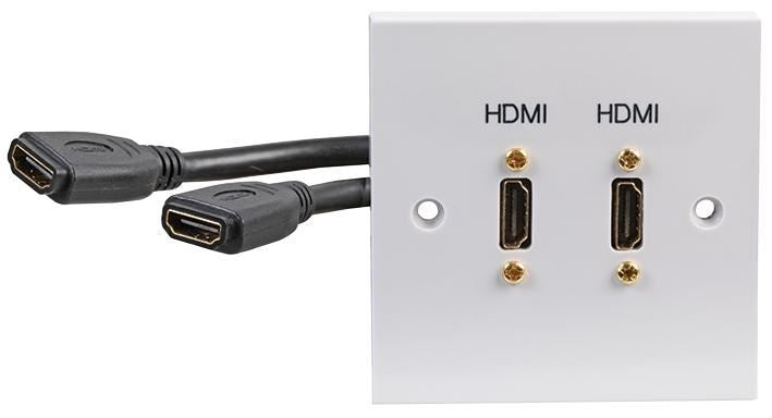 1-Gang AV Wallplate with 2x HDMI Female Connectors