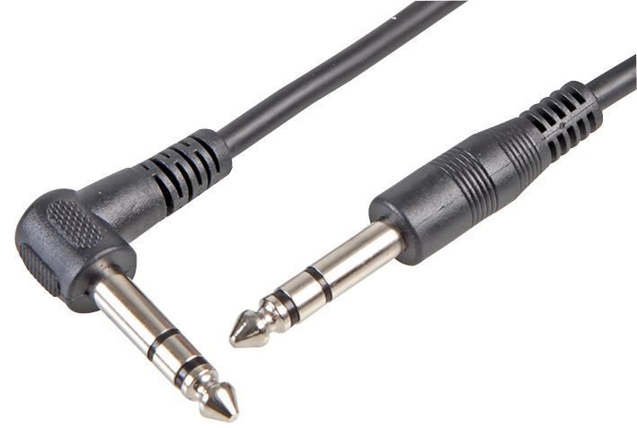 6.35mm (1/4") Stereo Jack Plug to Plug Lead, 6m Black