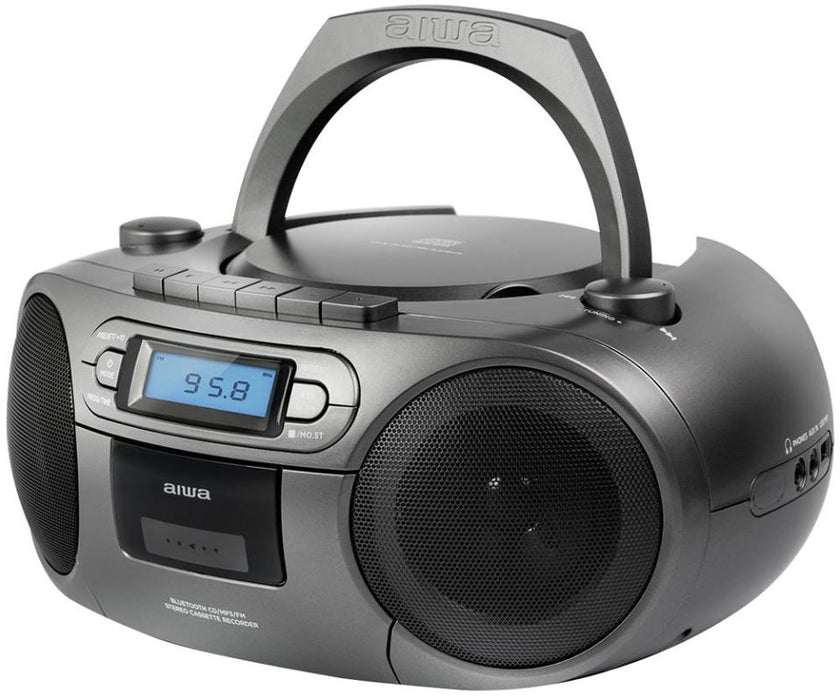 6W Portable Stereo Boombox CD/USB/FM/AUX/BT & Casette Recorder