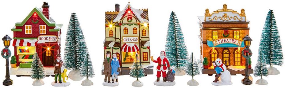 17 Piece Lit Village Set 'Try Me', Battery Operated