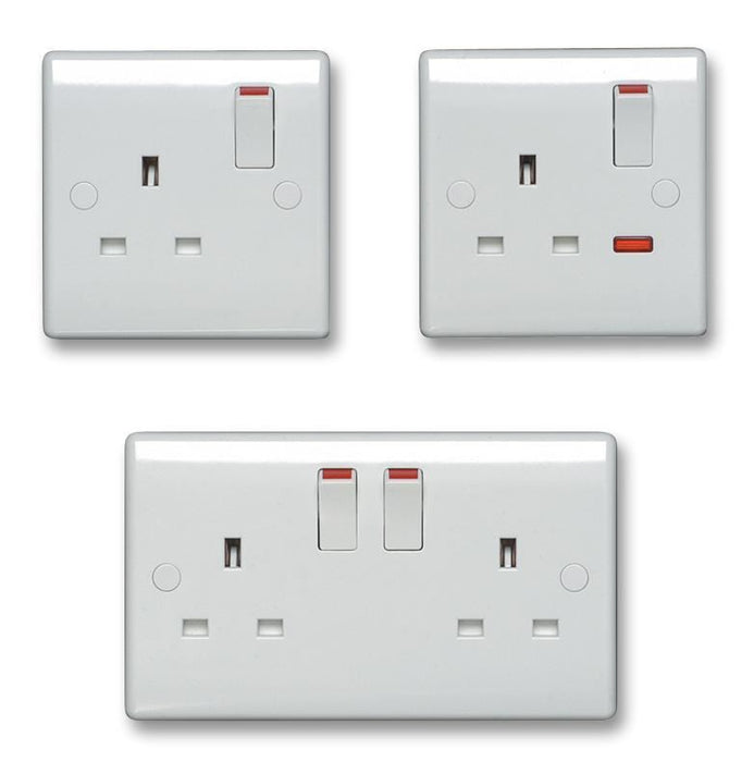 13A 1 Gang Double Pole Switched Socket, White