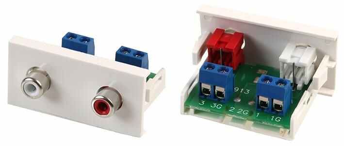 Conec2 2x Phono Snap-In Module for Screw Terminal