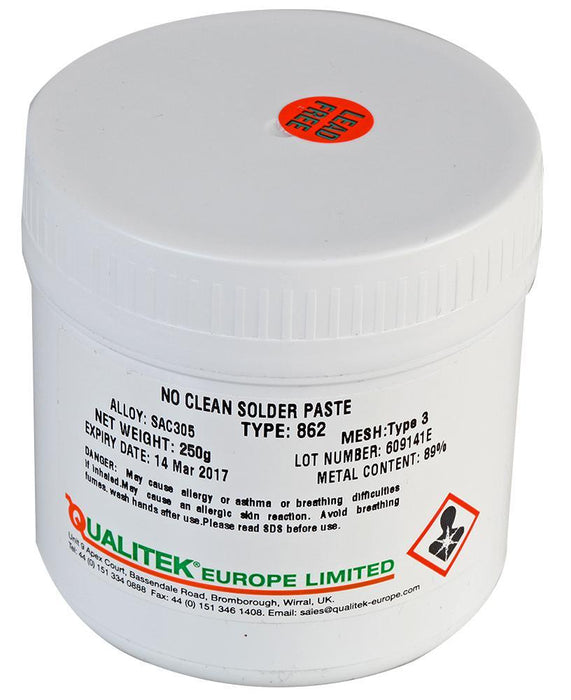 Lead Free Solder Paste, 95.5/0.5/0.5, 250g Pot