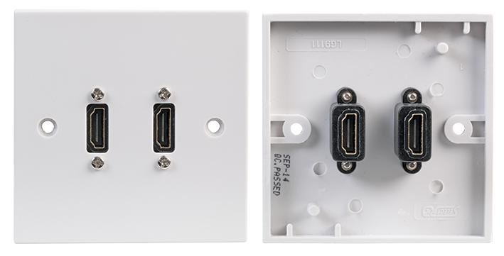 1-Gang AV Wallplate with 2x HDMI Female Connectors