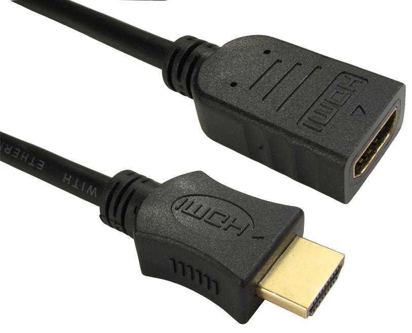 High Speed 4K UHD HDMI Lead with Ethernet, Male to Female, 3m Black