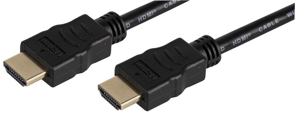 High Speed 4K UHD HDMI Lead, Male to Male, Gold Connectors Black