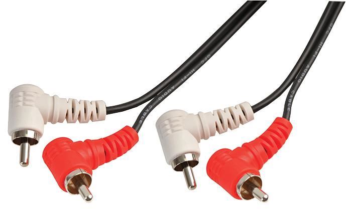 2x Right Angled Phono (RCA) Male to 2x Right Angled Male Lead
