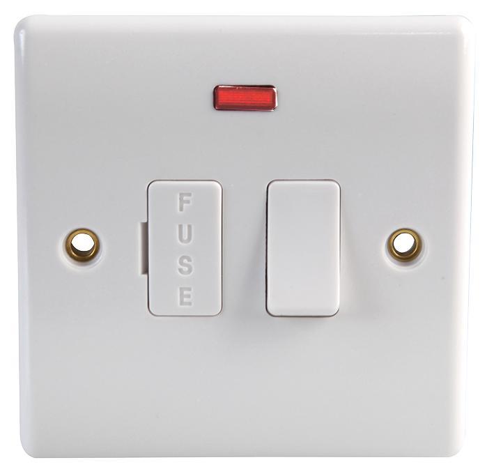 13A Switched Fused Spur with Neon, White