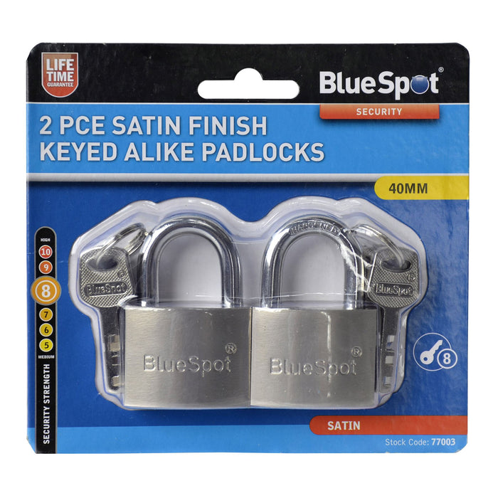 2 Pce Satin Finish Keyed Alike Padlocks