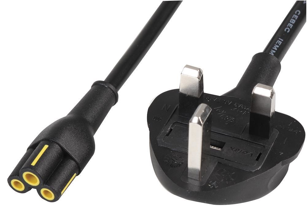 5A UK Mains Plug to IEC Socket Power Lead Black 2m