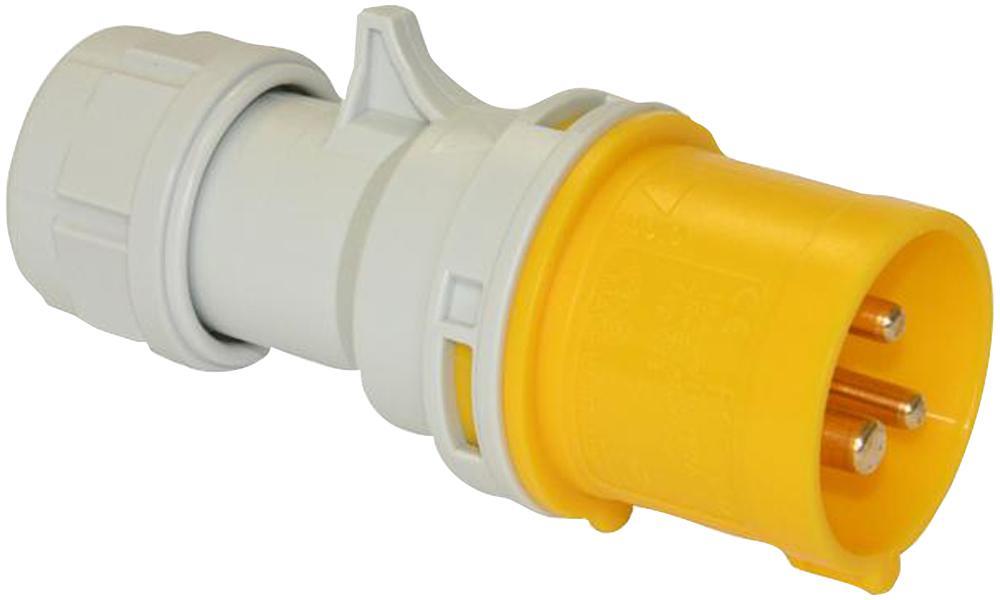 32A, 110V, Cable Mount CEE Plug, 2P+E, Yellow, IP44