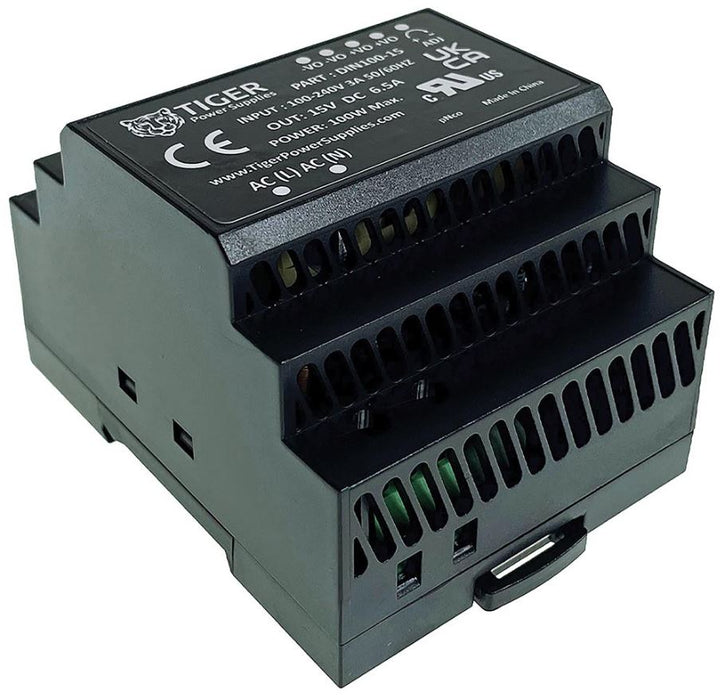 15V, 6.5A, 100W, AC/DC DIN Rail Power Supply