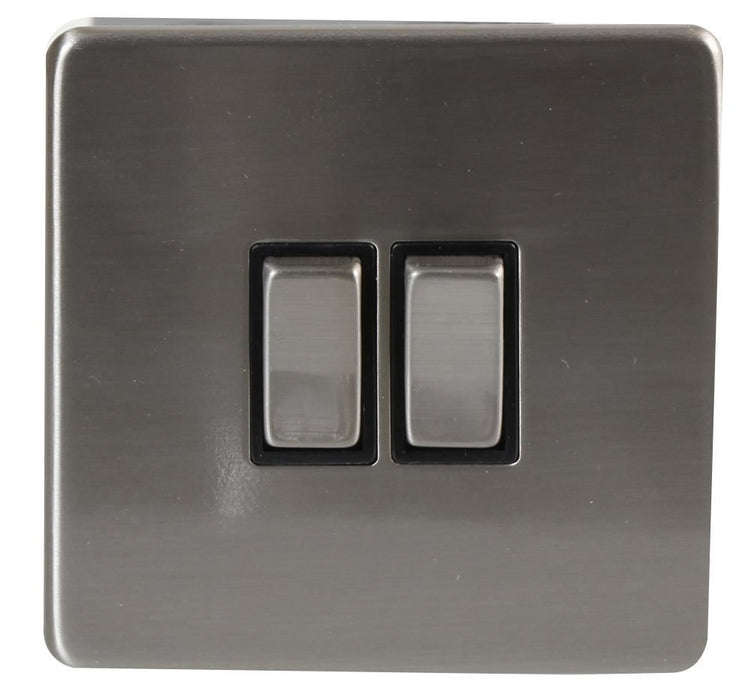 2-Gang Light Switch, Brushed Chrome