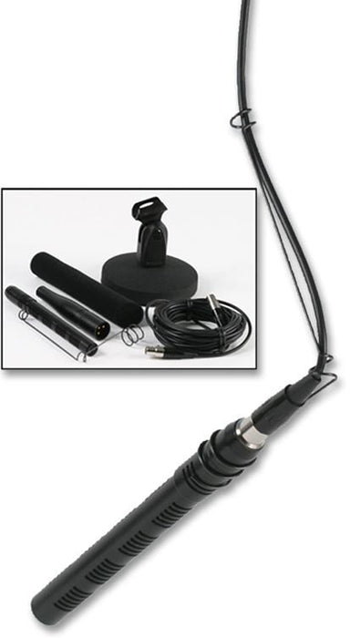 Mini Shotgun Condenser Microphone With Overhead Hanger, Fixed & Moveable Desktop Bases