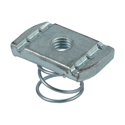 Channel Nuts With Short Spring - Zinc - 100 Pieces. Various Sizes