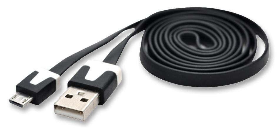 Cable, USB A to Micro B, 1m, Black / White