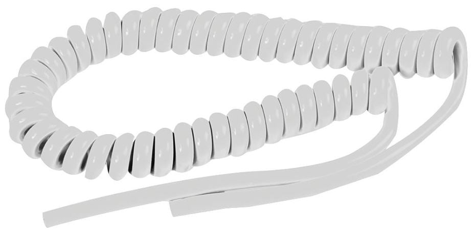 Coiled Extensible Cable, 3 Core, 0.25mm2, 1A, 2.5m, White